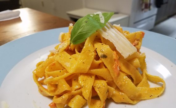 Homemade Tagliatelle with Smoked Salmon Sauce