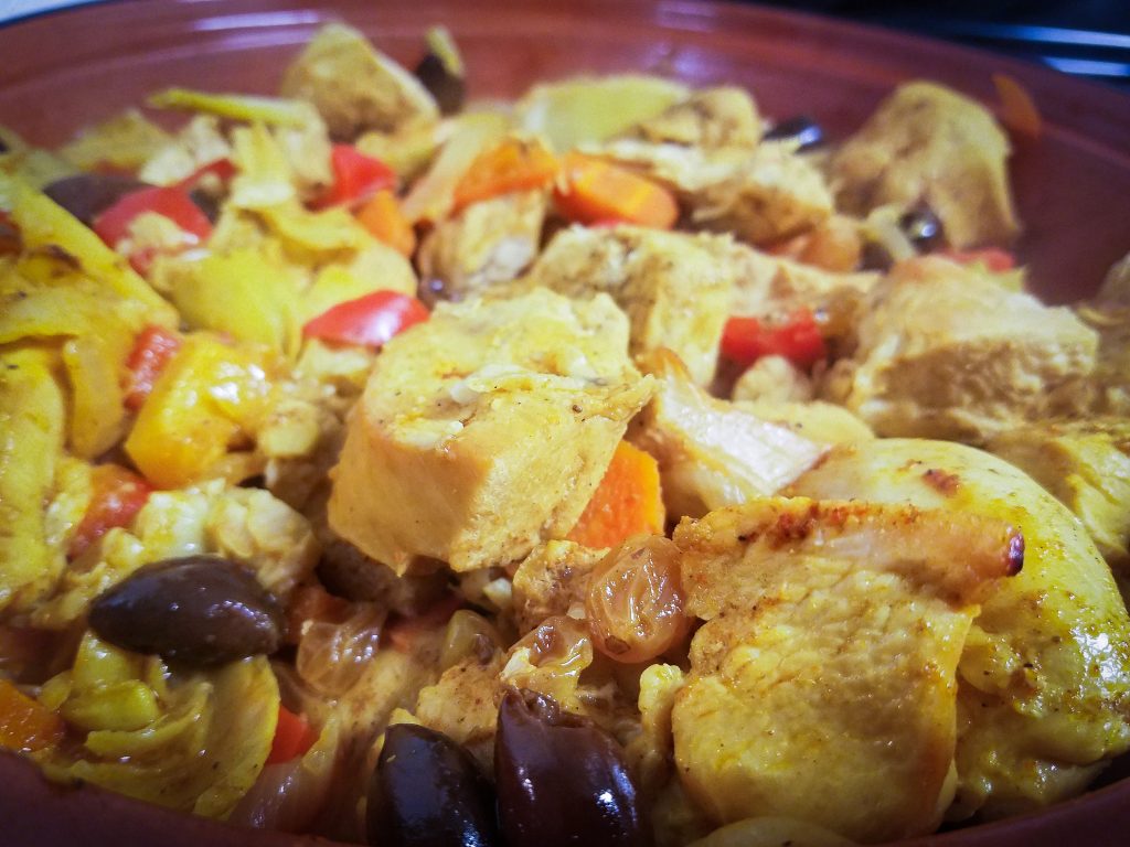 Moroccan Chicken Tagine with Olives & Raisins