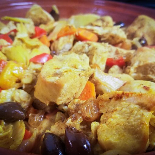 Moroccan Chicken Tagine with Olives & Raisins