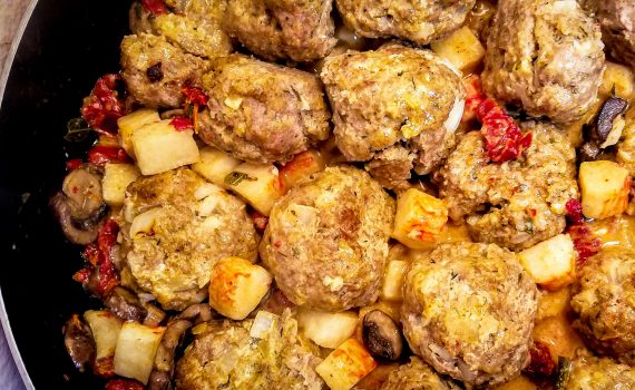 Turkey Meatballs and Crab in a Cream Sauce