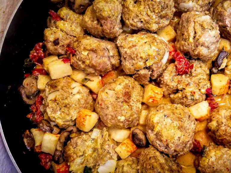Turkey Meatballs and Crab in a Cream Sauce