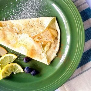 Asian pear, Brie, and Cinnamon Crepes
