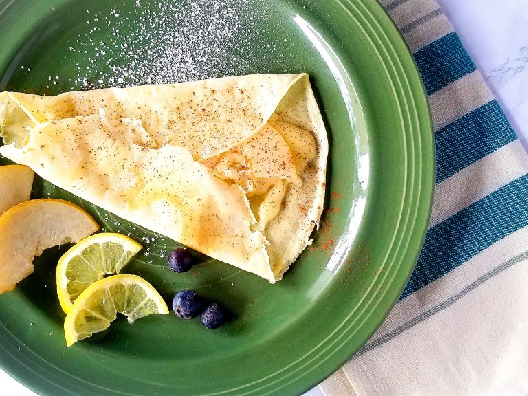 Asian pear, Brie, and Cinnamon Crepes