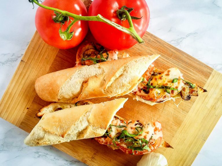 Mushroom and Caprese Baguette Sandwich