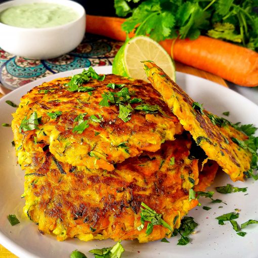 Vegetable Fritters with Cilantro Sauce