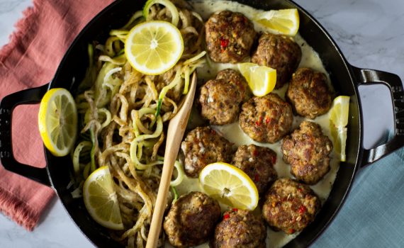 Turkey Beef Meatball Piccata