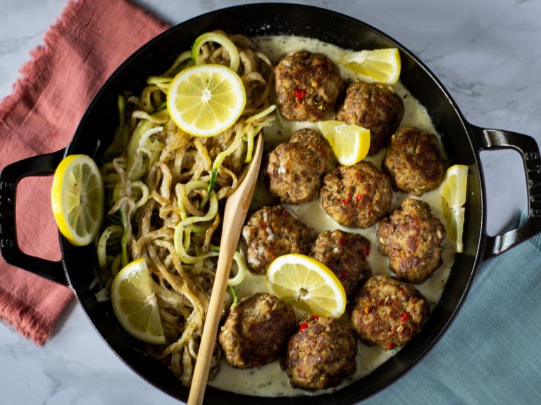 Turkey Beef Meatball Piccata