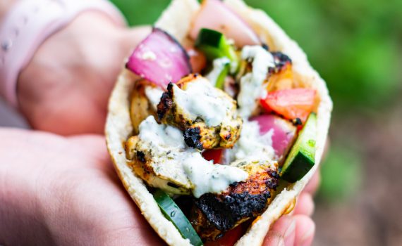 Chicken Souvlaki Pita with Tzatziki