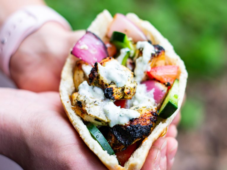 Chicken Souvlaki Pita with Tzatziki