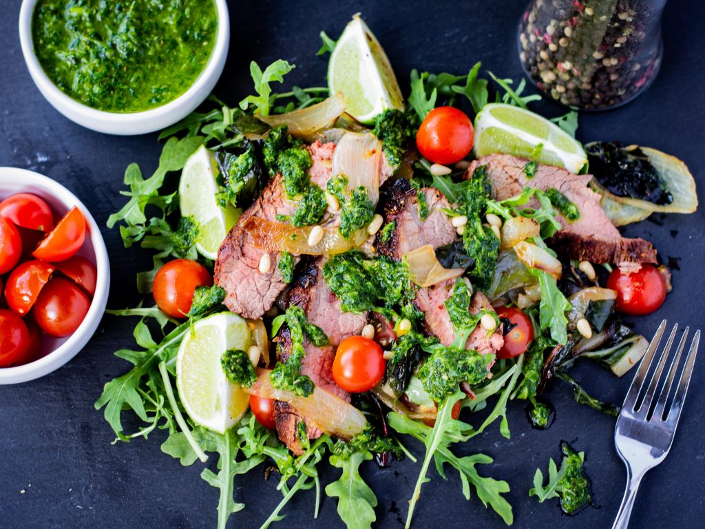 California Grilled Steak Salad with Chimichurri