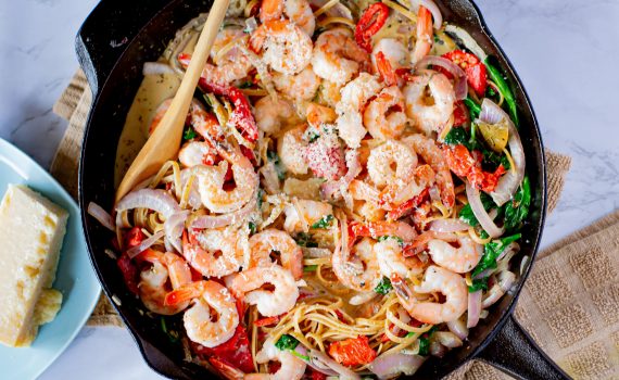 Roasted Pepper Shrimp Florentine