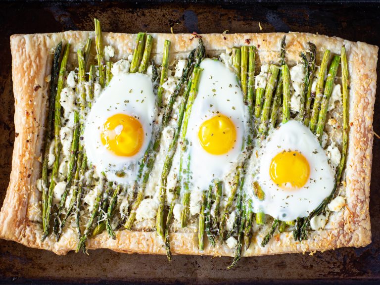 Goat Cheese, Egg, & Asparagus Tart