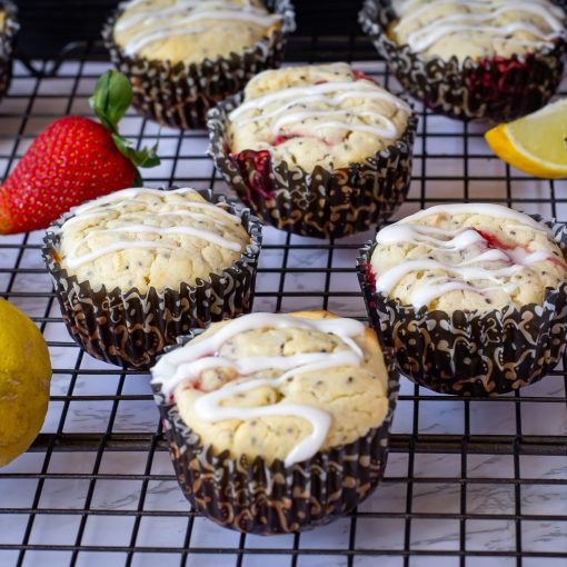 Lemon Chia Seed Strawberry Muffins