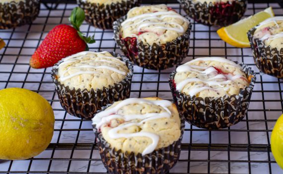 Lemon Chia Seed Strawberry Muffins