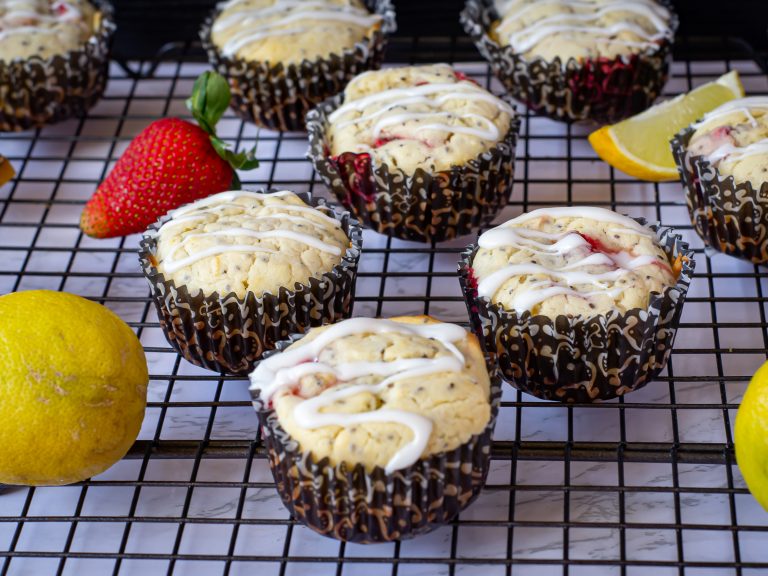 Lemon Chia Seed Strawberry Muffins