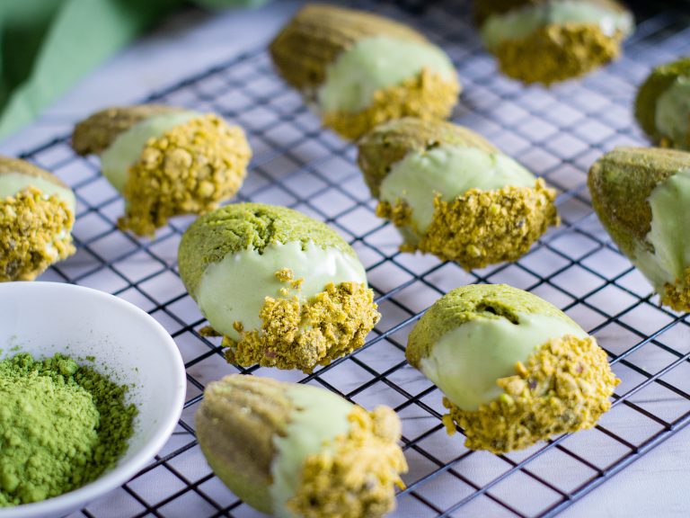 Matcha, Lime, & Pistachio Madeleines