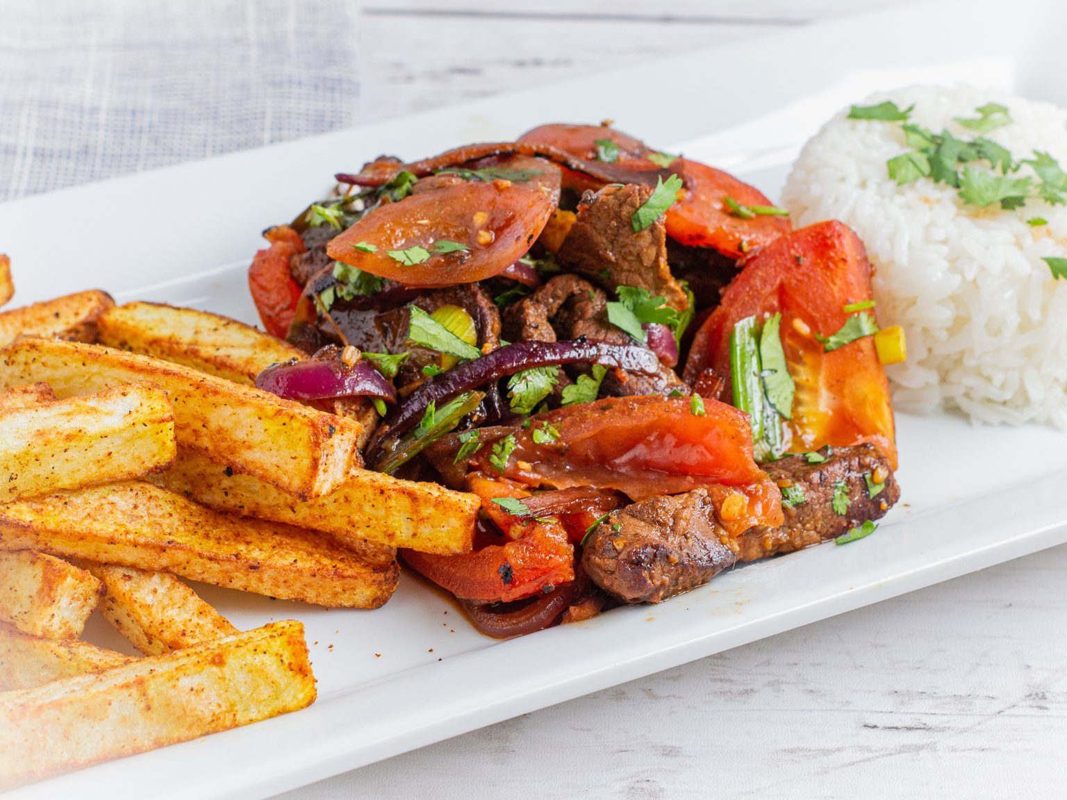 Peruvian Lomo Saltado with Air Fryer Fries | GradFood