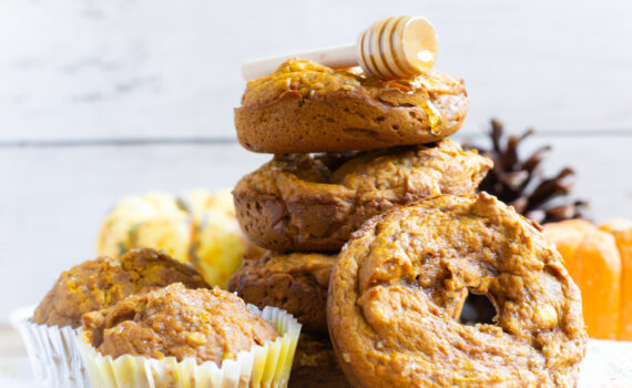 Pumpkin Donuts and Muffins with Honey Dripping