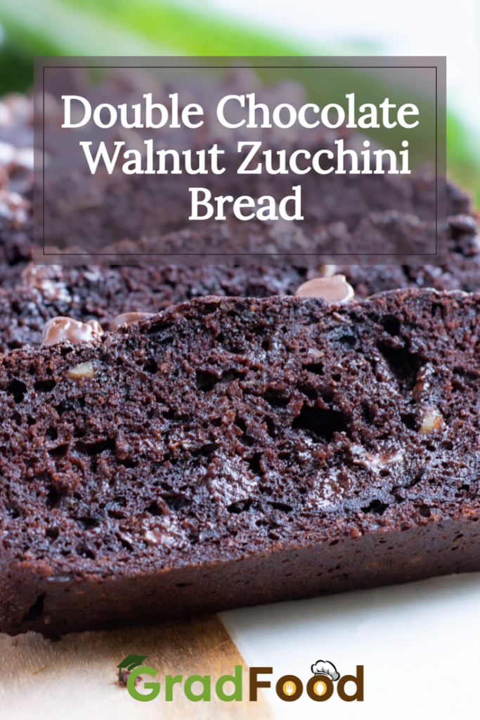 Close Up Double Walnut Zucchini Bread Pinterest Image